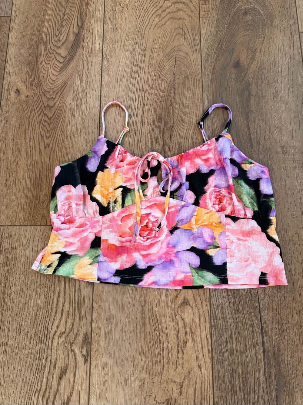 Nasty Gal Floral Tie-Front Cropped Cami